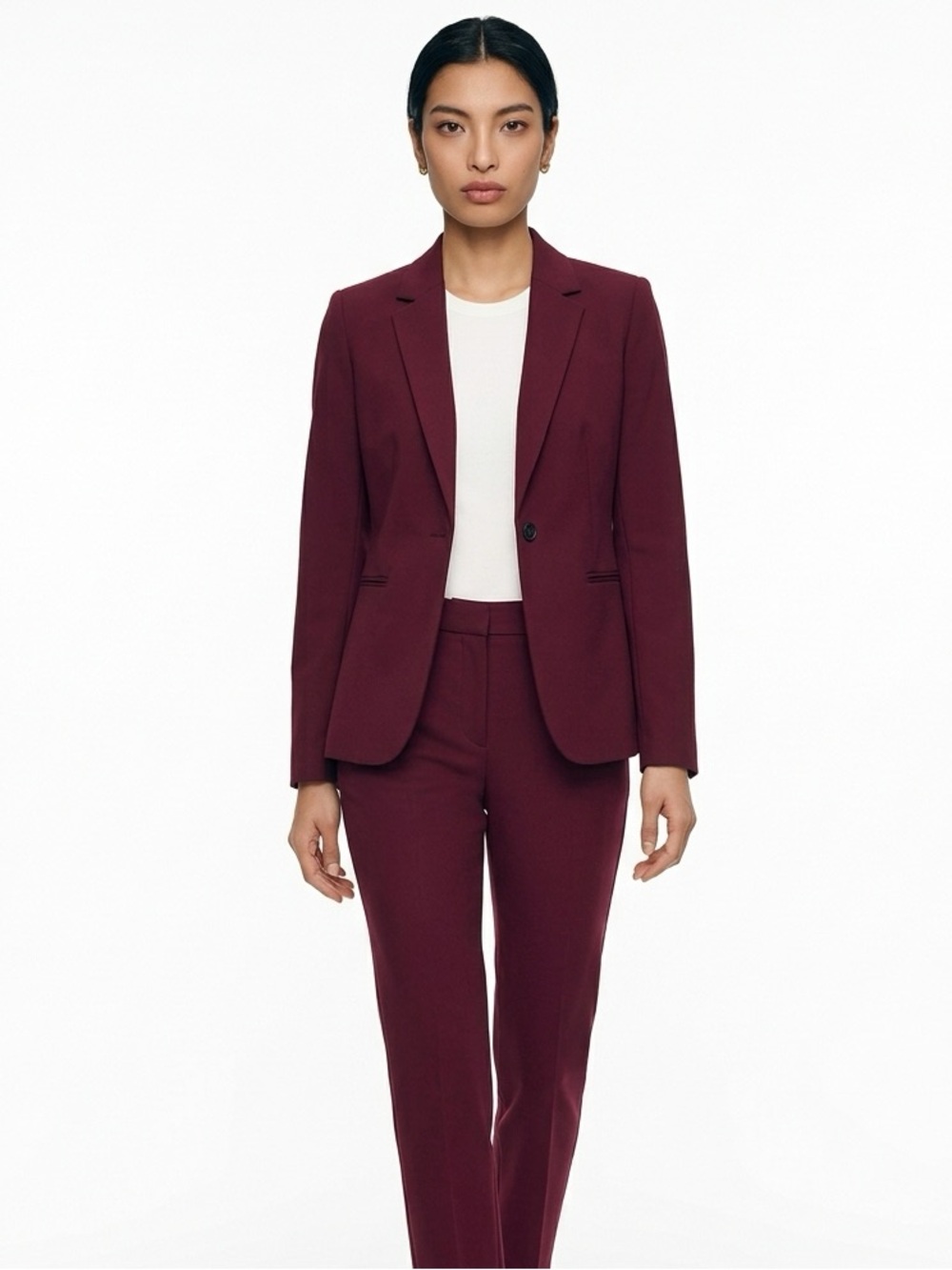 Babaton Bi-Stretch Slim Trousers Size 0 | Burgundy Tailored Work Pant
